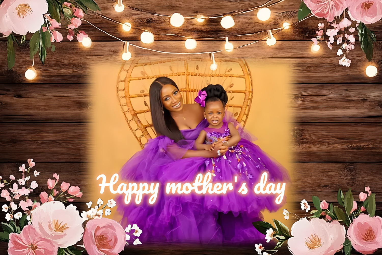 Mother's Day Backdrop Cozy Wooden Blossom Customized Backdrop UK CSH3-124