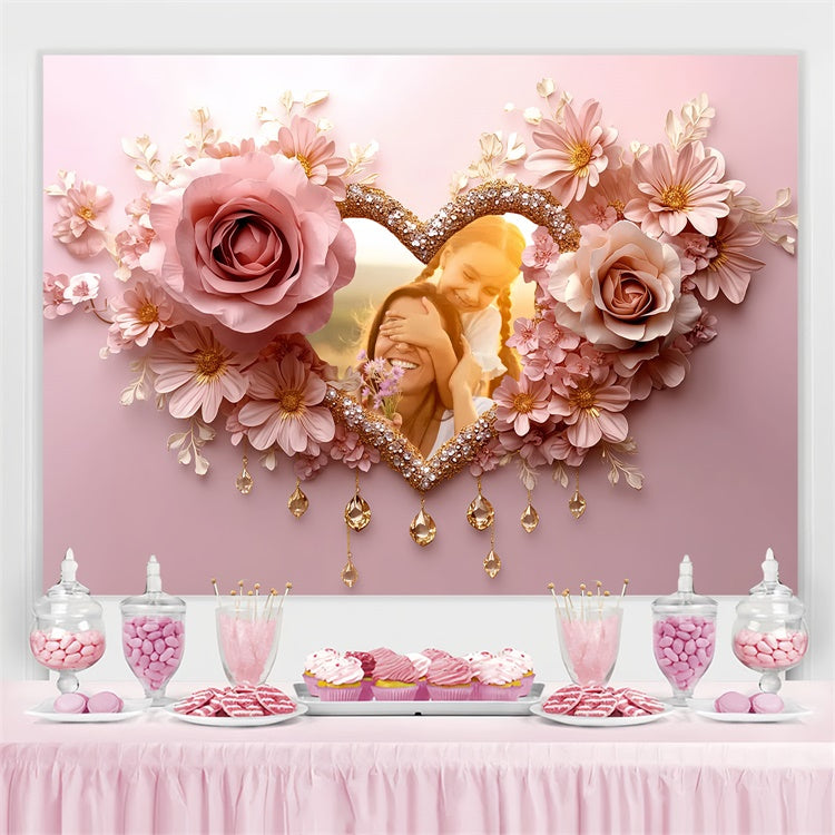 Mothers Day Backdrop Dreamy Pink Floral Personalized Backdrop UK CSH3-125