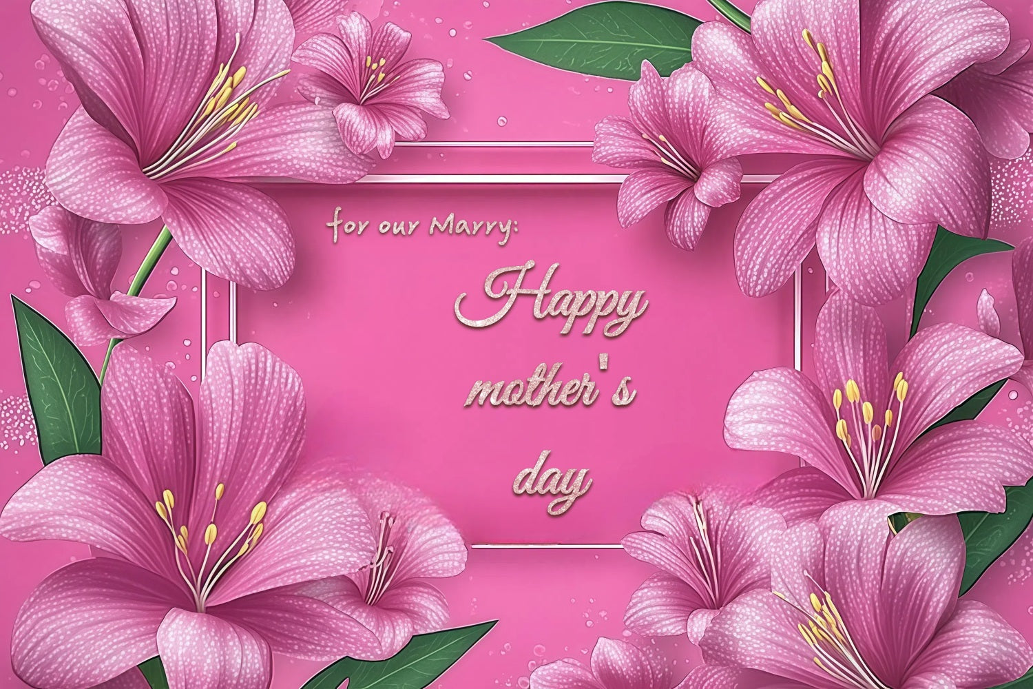 Mother's Day Backdrop Pink Lily Floral Frame Customized Backdrop UK CSH3-131