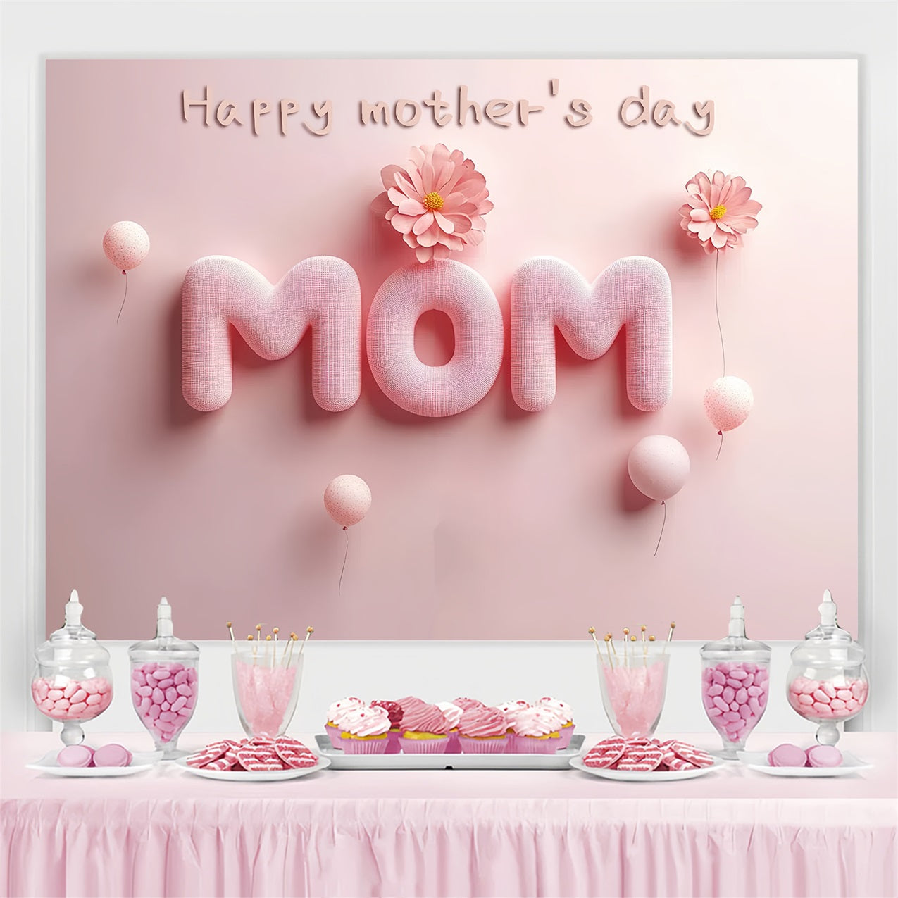Mother's Day Backdrops Pink Balloon Celebration Custom Backdrop UK CSH3-134