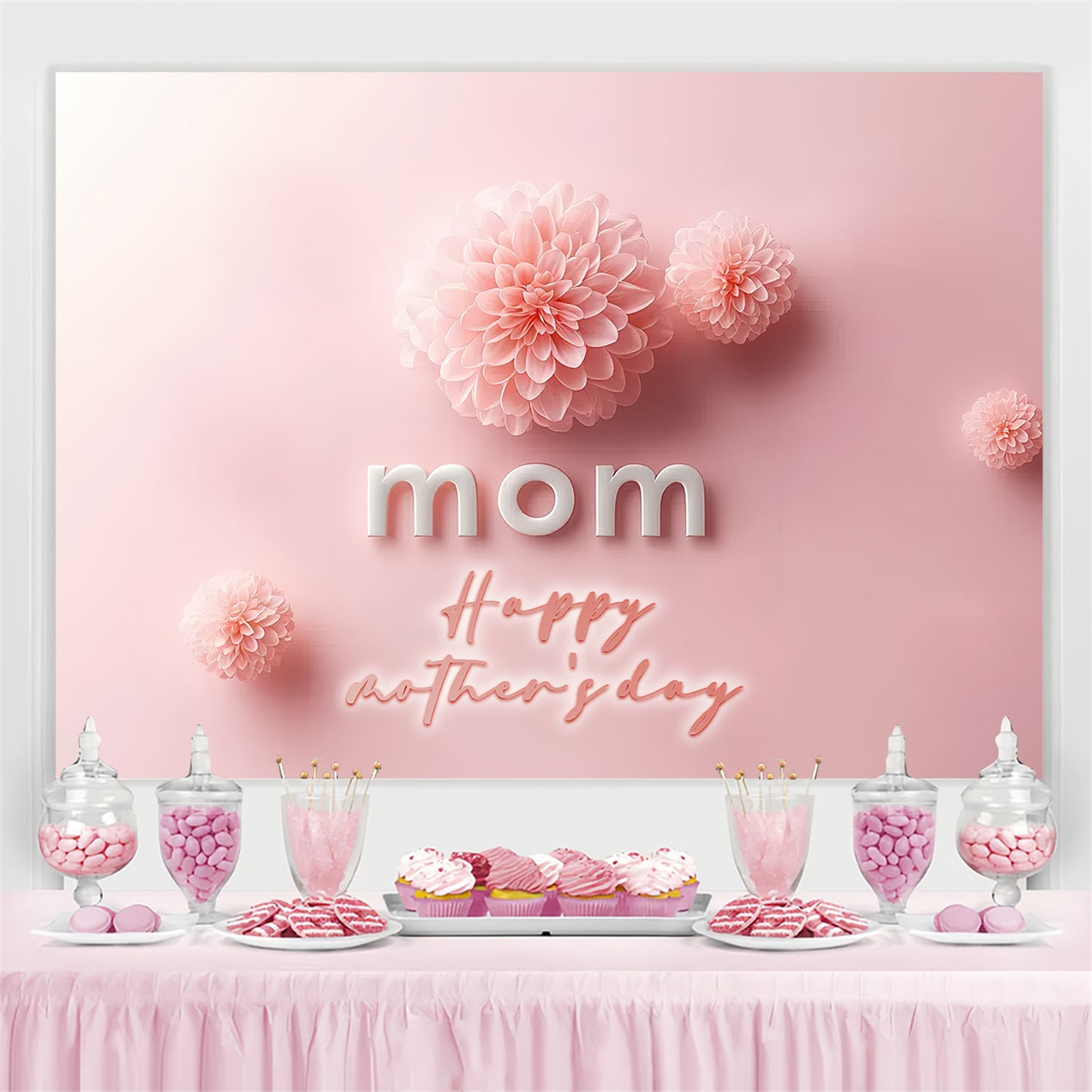Mothers Day Photo Backdrop Blush Bloom Mom Customized Backdrop UK CSH3-135