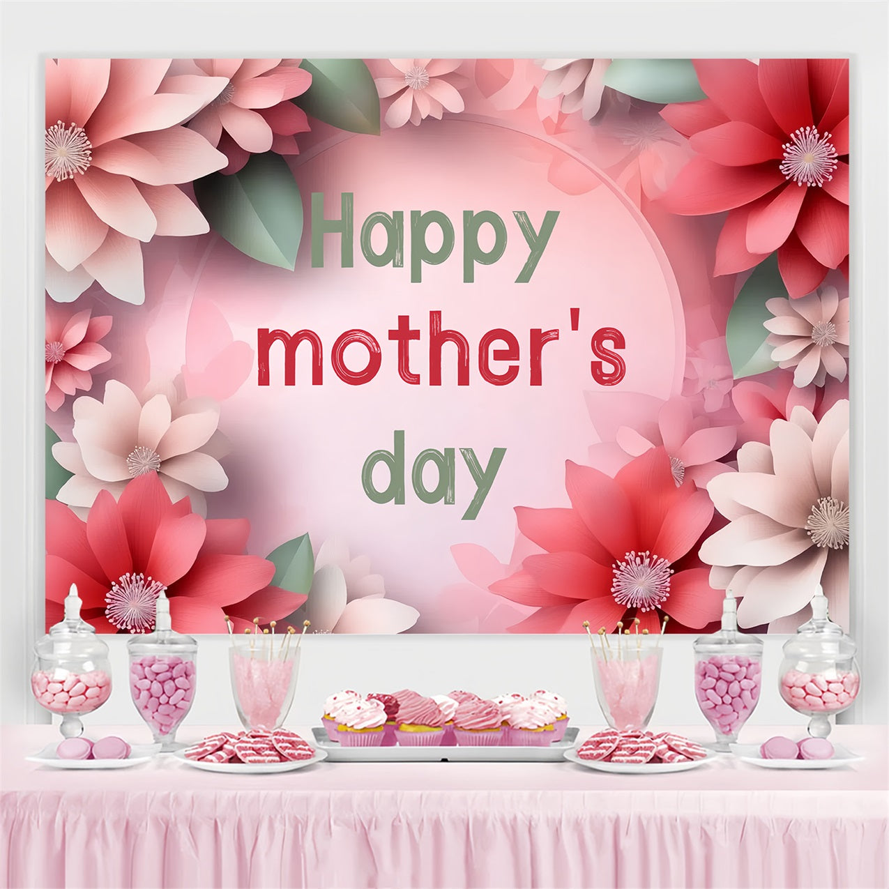 Backdrops For Mother's Day Floral Joy Personalised Backdrop UK CSH3-137