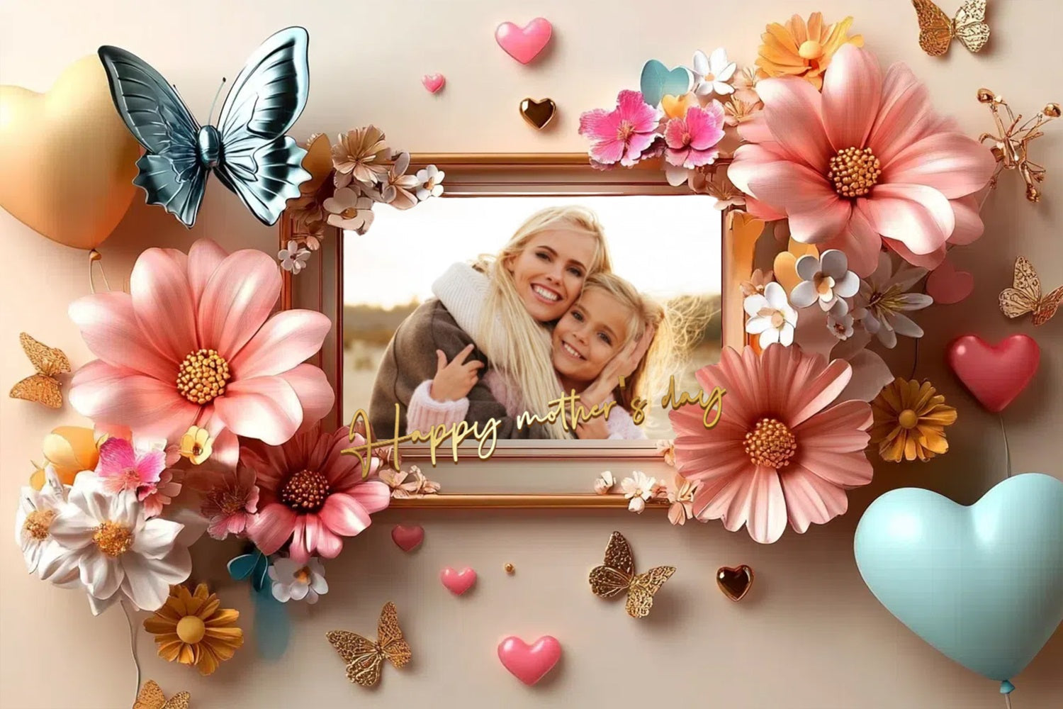 Mothers Day Backdrop Romantic Floral Balloon Personalized Backdrop UK CSH3-140