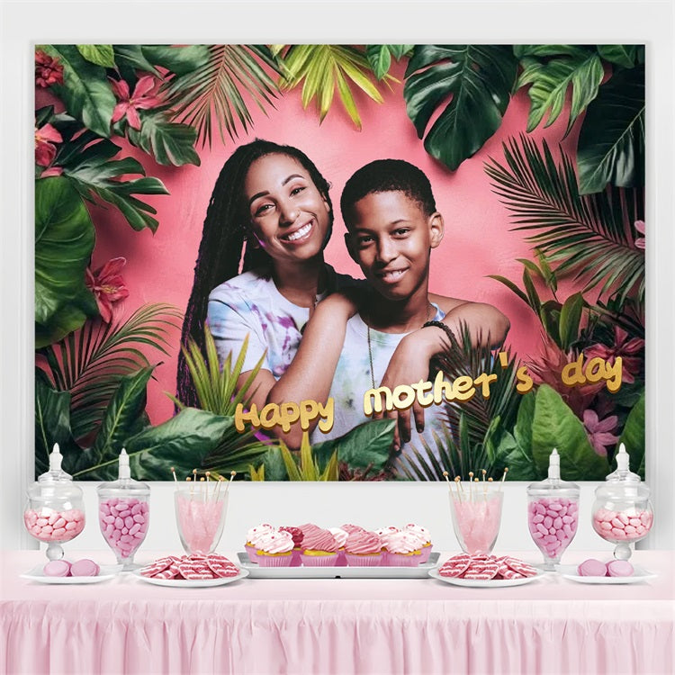 Mother's Day Photo Backdrop Tropical Palm Leaves Personalised Backdrop UK CSH3-141