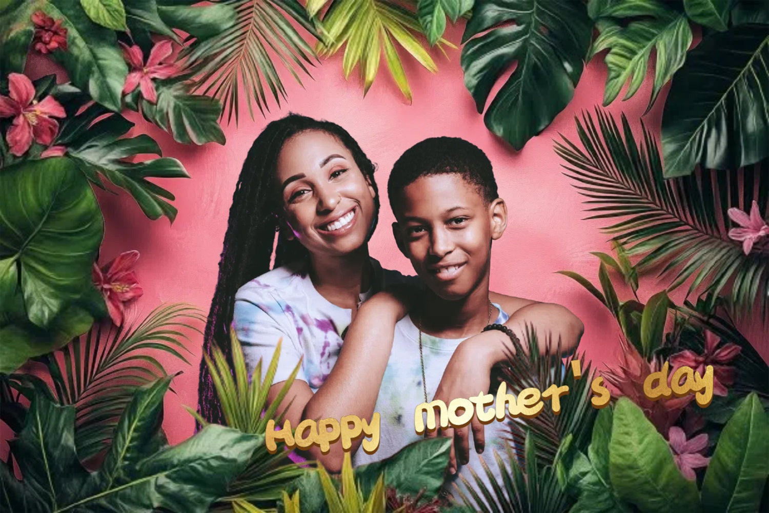 Mother's Day Photo Backdrop Tropical Palm Leaves Personalised Backdrop UK CSH3-141