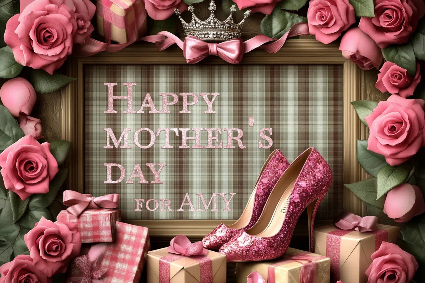 Mother's Day Backdrop Ideas High Heels Roses Custom Backdrop UK CSH3-148
