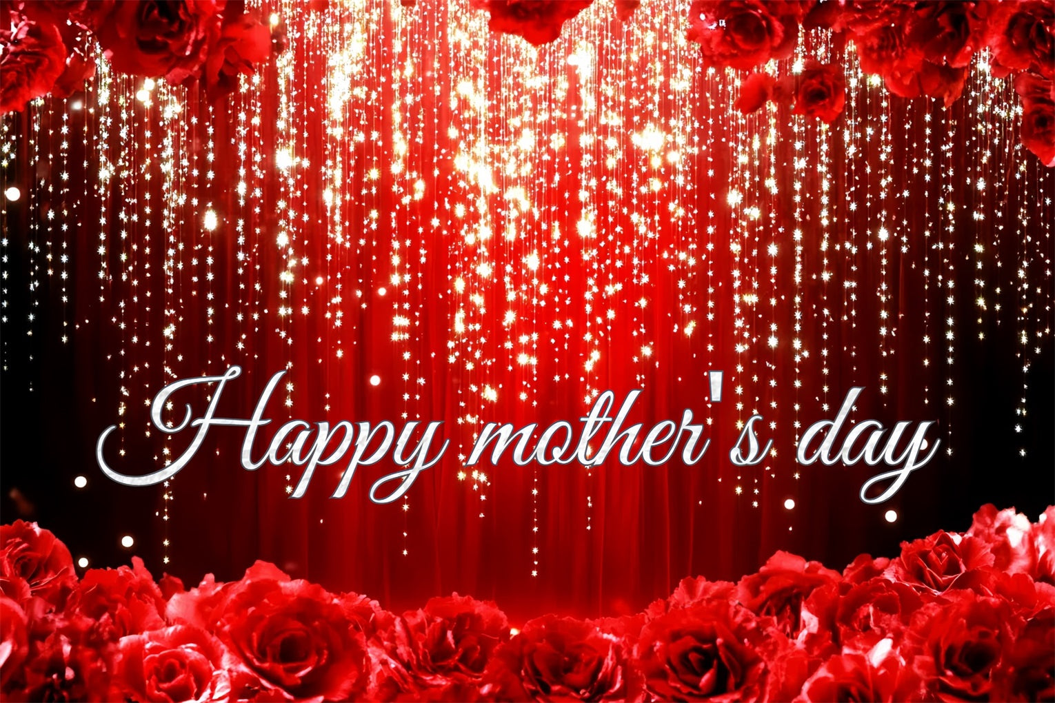 Backdrops For Mothers Day Red Sparkling Rose Customized Backdrop UK CSH3-157