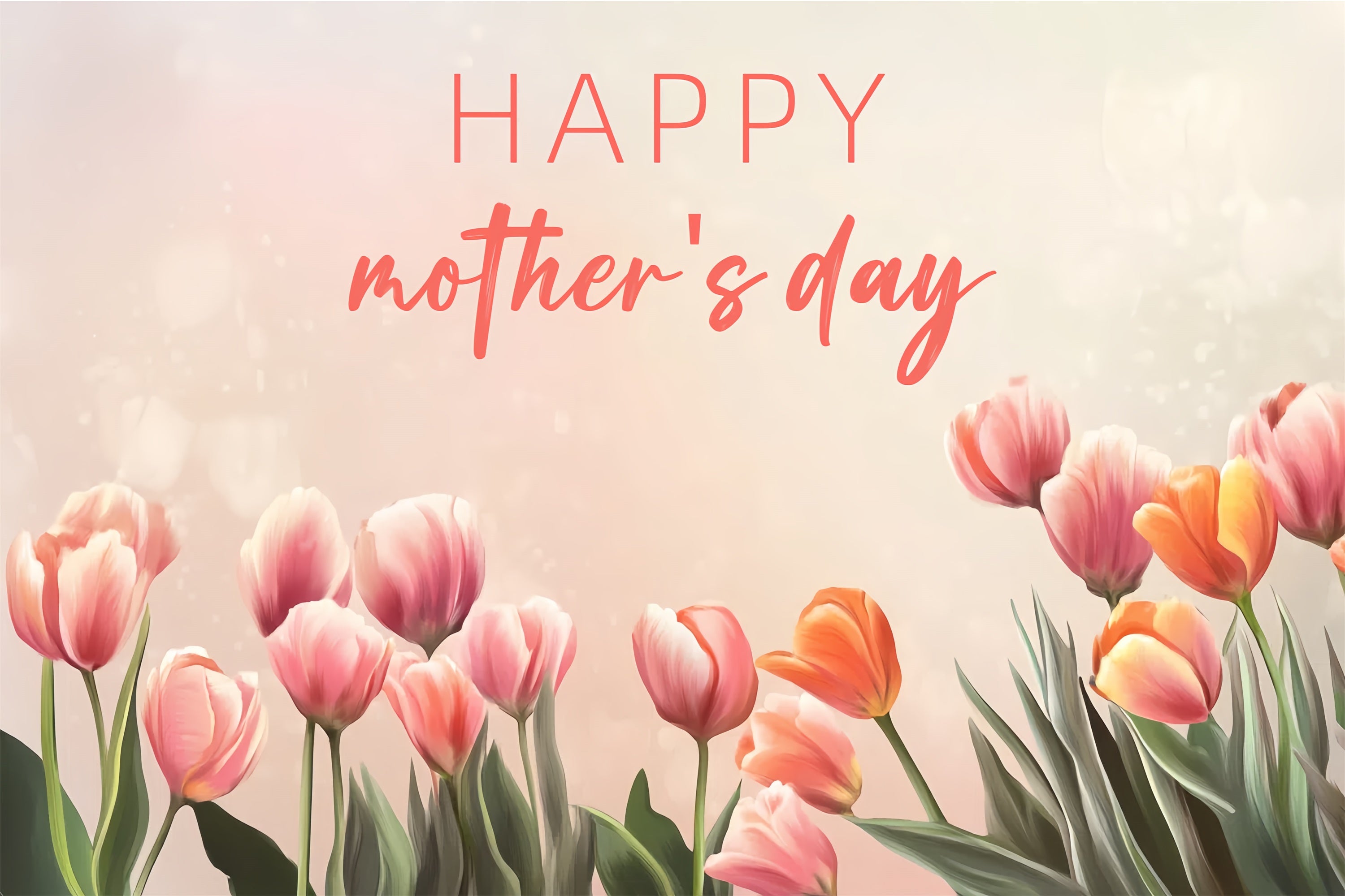 Mother's Day Photo Backdrop Pastel Tulips Personalised Backdrop UK CSH3-162