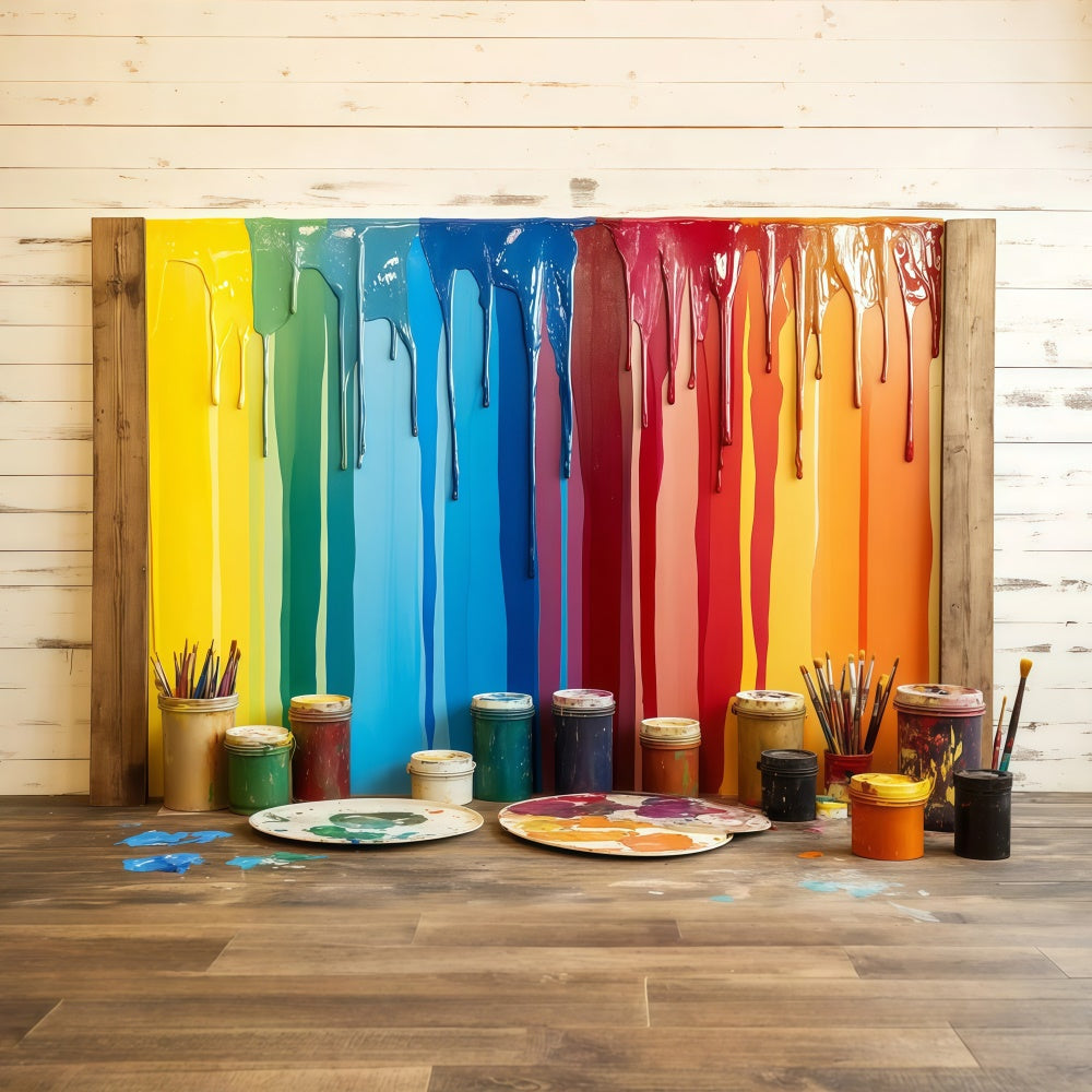 Back To School Backdrops Dripping Rainbow Paint Art Backdrop UK CSH3-17