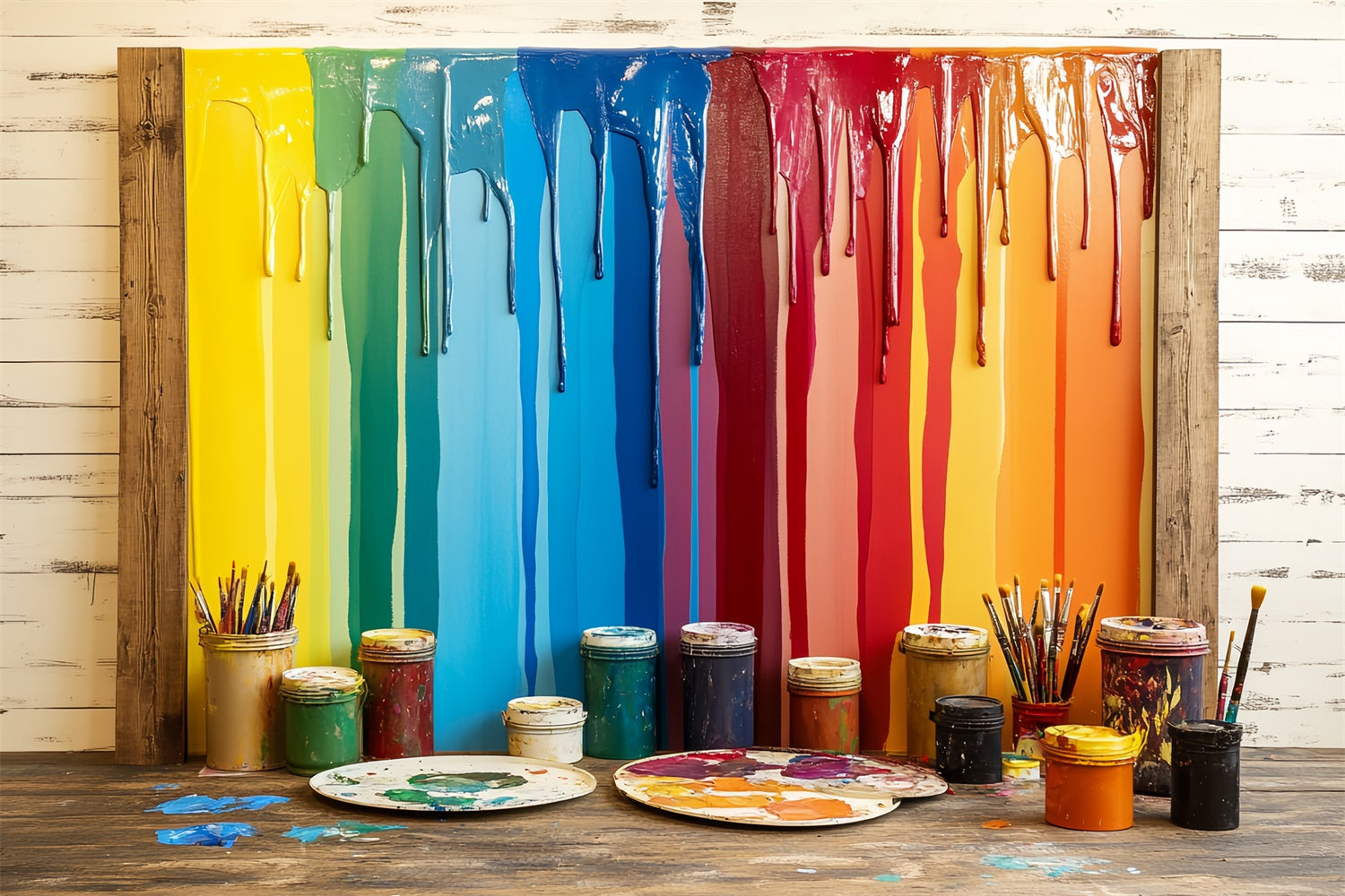 Back To School Backdrops Dripping Rainbow Paint Art Backdrop UK CSH3-17