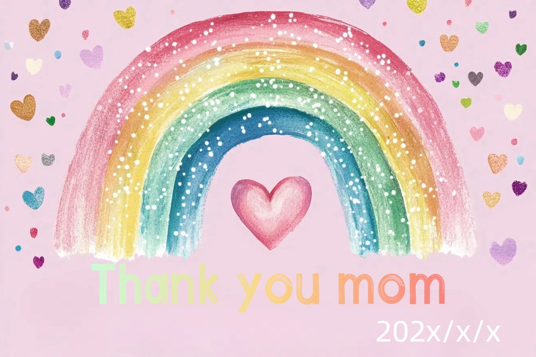 Backdrops For Mother's Day Colorful Hearts Rainbow Personalised Backdrop UK CSH3-170