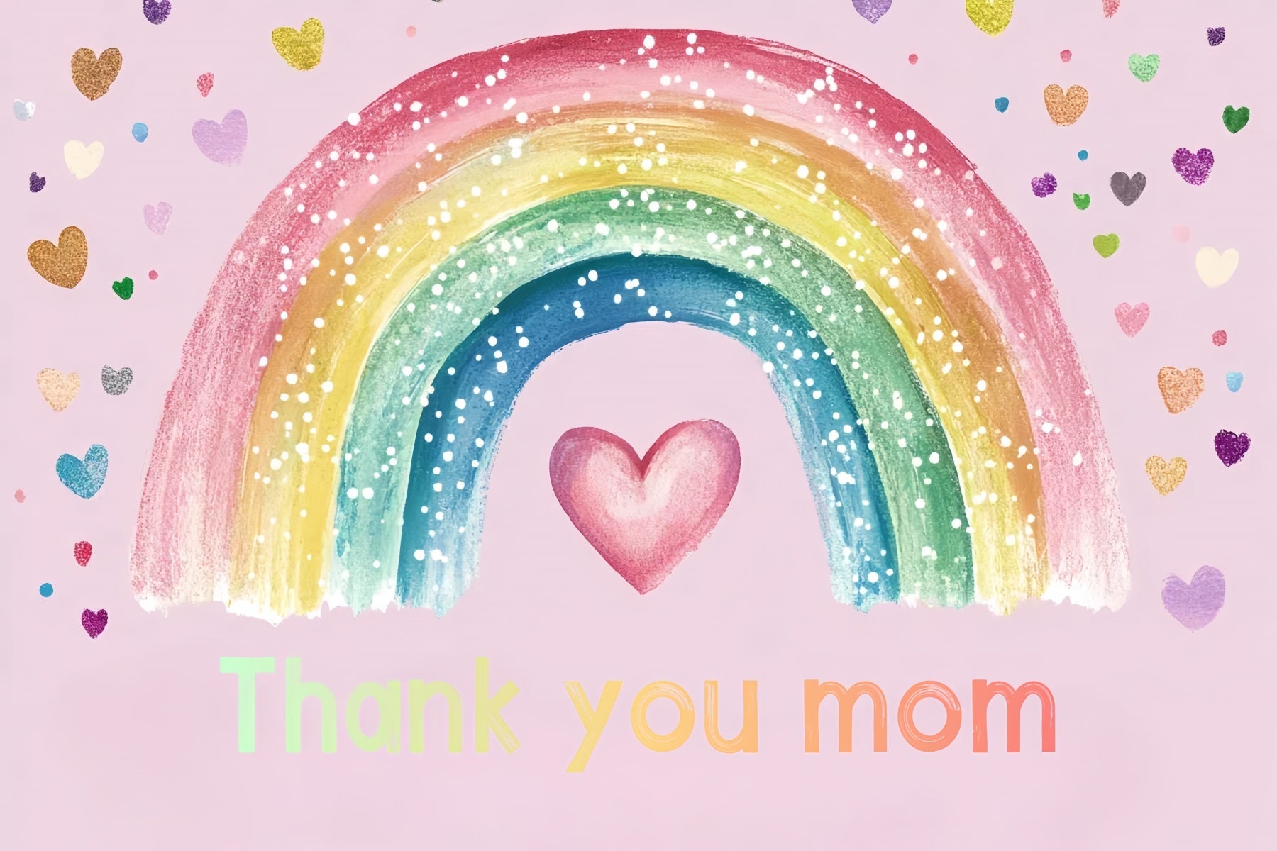 Backdrops For Mother's Day Colorful Hearts Rainbow Personalised Backdrop UK CSH3-170