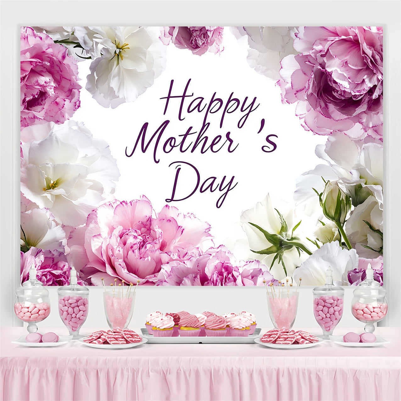 Mothers Day Photo Backdrop Floral Peony Personalized Backdrop UK CSH3-171