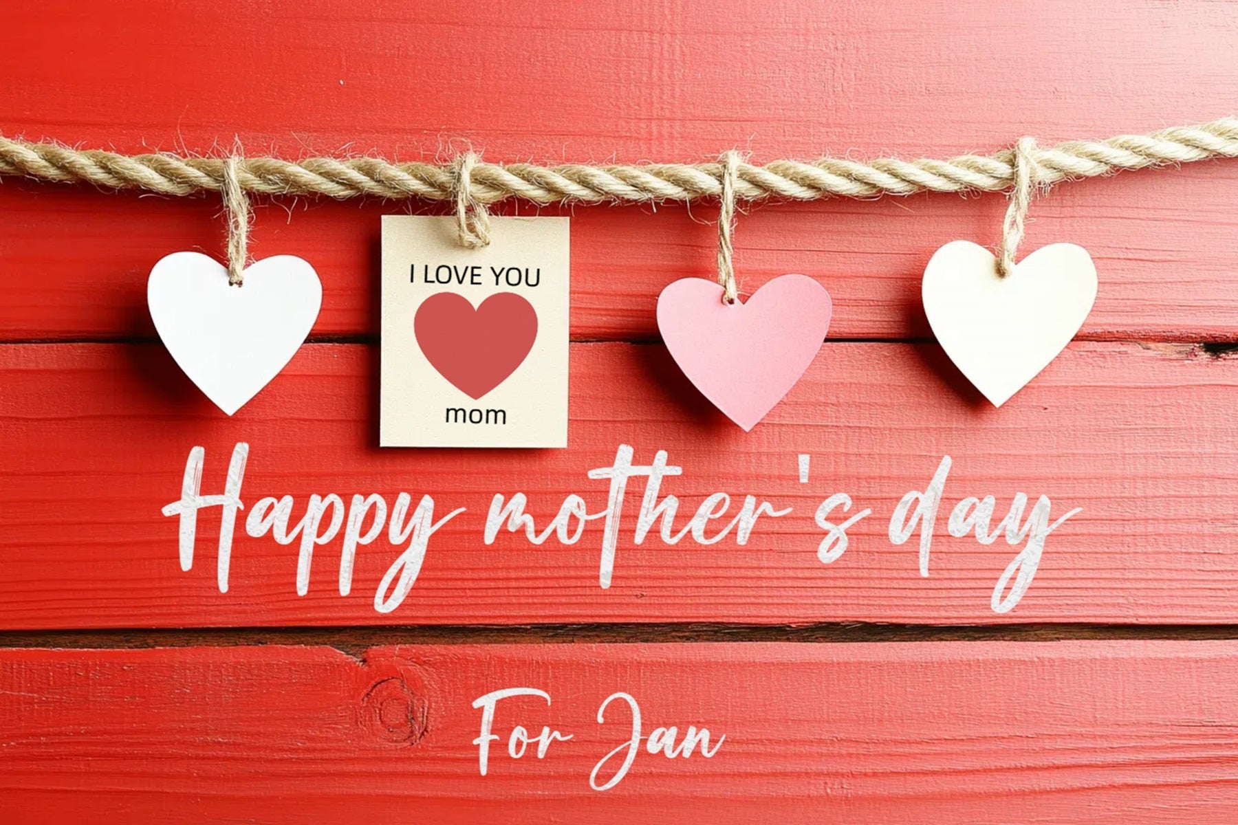 Mother's Day Photo Backdrops Red Wooden Hanging Hearts Custom Backdrop UK CSH3-176