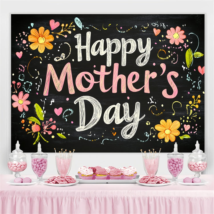 Mother's Day Backdrop Ideas Chalkboard Floral Customized Backdrop UK CSH3-177