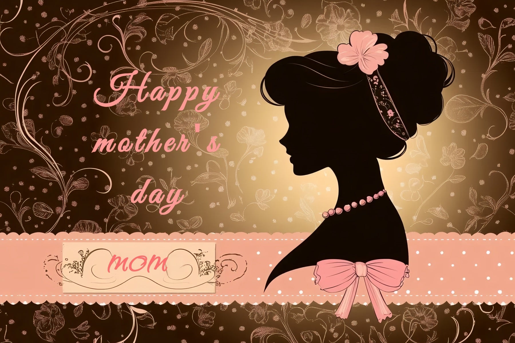 Backdrop For Mothers Day Floral Art Silhouette Personalised Backdrop UK CSH3-178