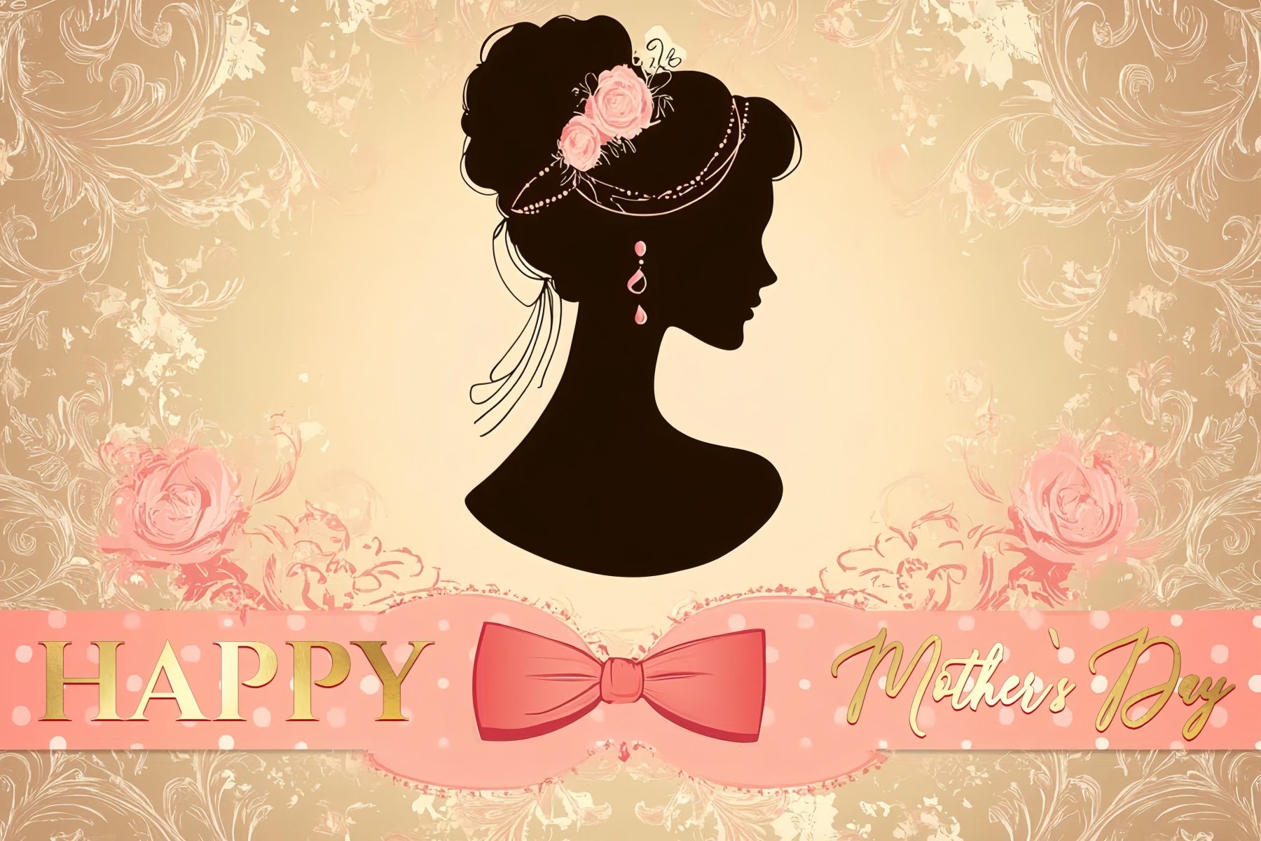Backdrop For Mother's Day Vintage Glamour Silhouette Personalized Backdrop UK CSH3-179