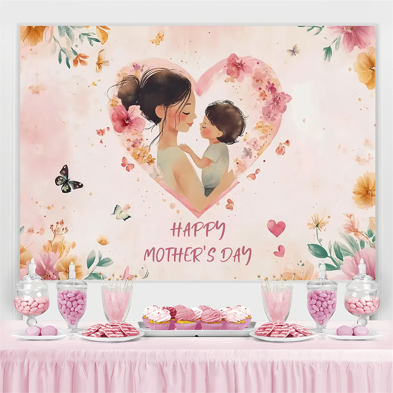 Mother's Day Photo Backdrop Gentle Love Embrace Personalized Backdrop UK CSH3-192