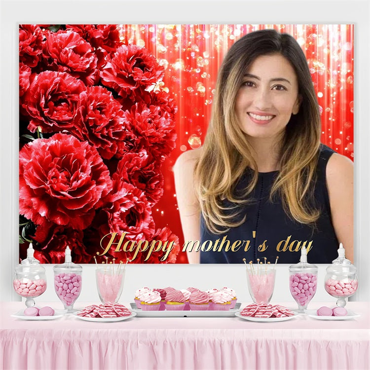 Mother's Day Photo Backdrops Red Carnation Sparkle Customized Backdrop UK CSH3-203