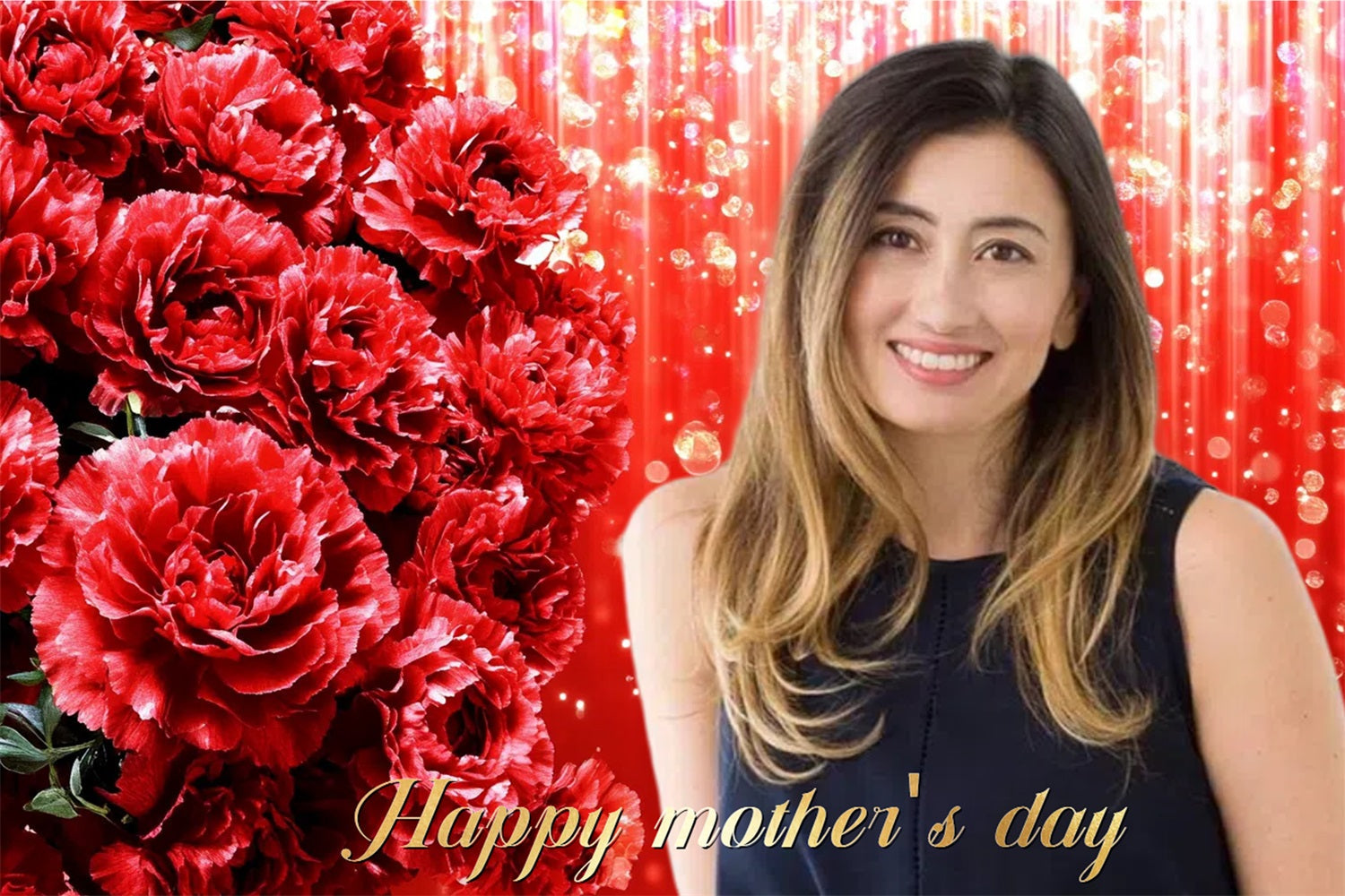 Mother's Day Photo Backdrops Red Carnation Sparkle Customized Backdrop UK CSH3-203