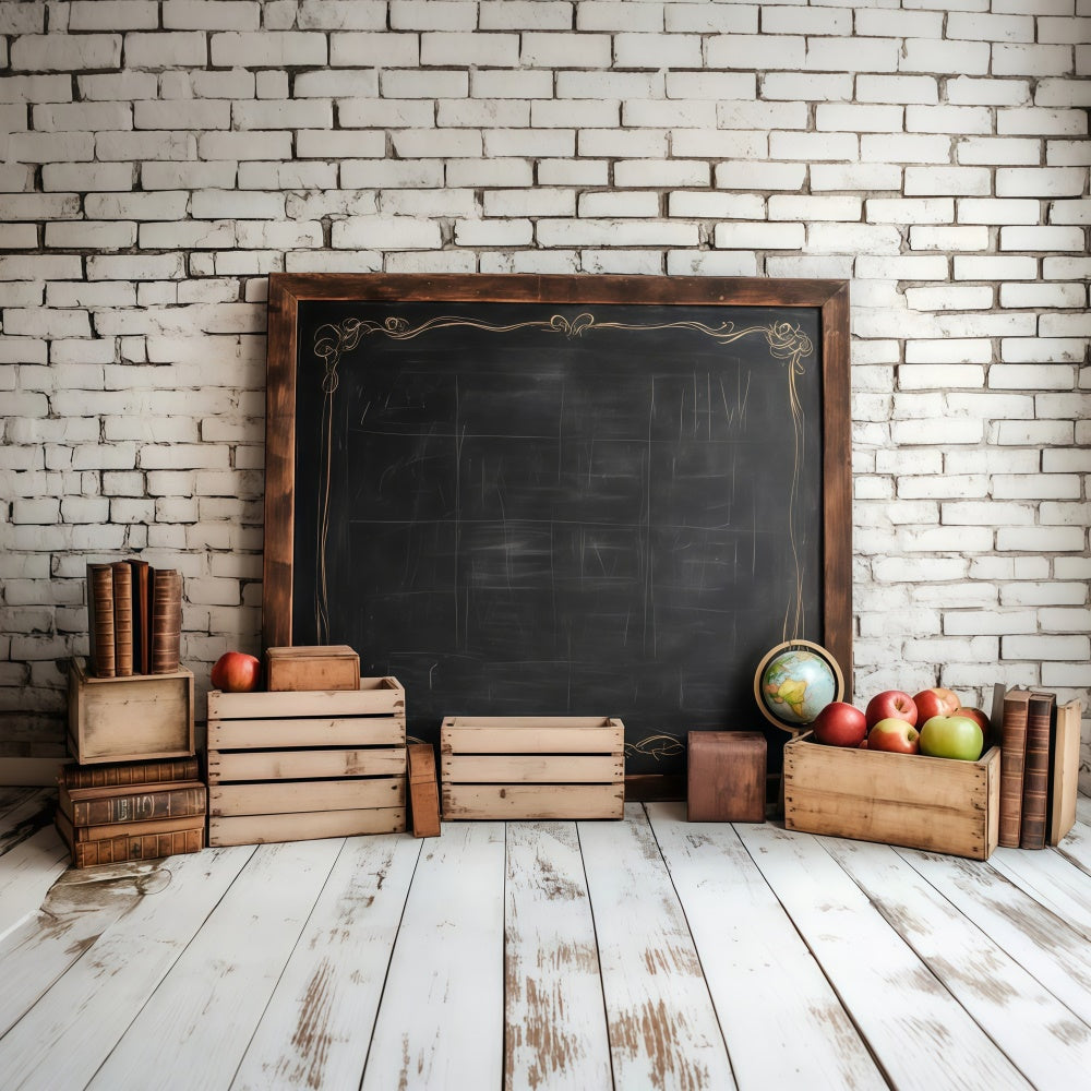 Backdrop For Back To School White Brick Chalkboard Backdrop UK CSH3-21