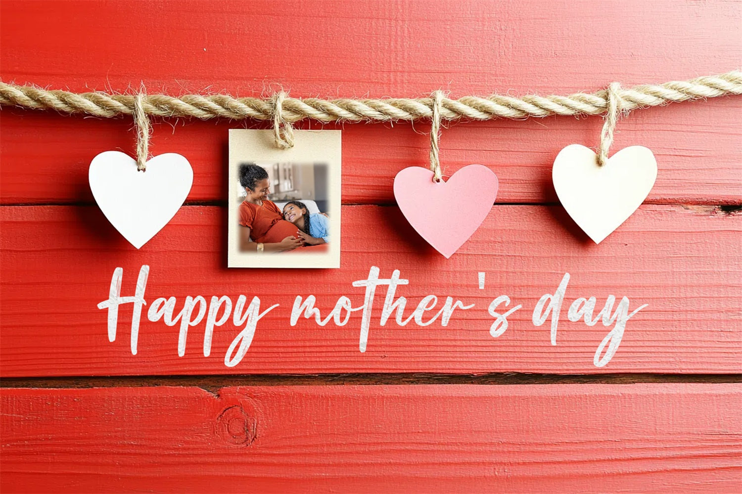 Mothers Day Photo Backdrops Rustic Wooden Heart Personalised Backdrop UK CSH3-212