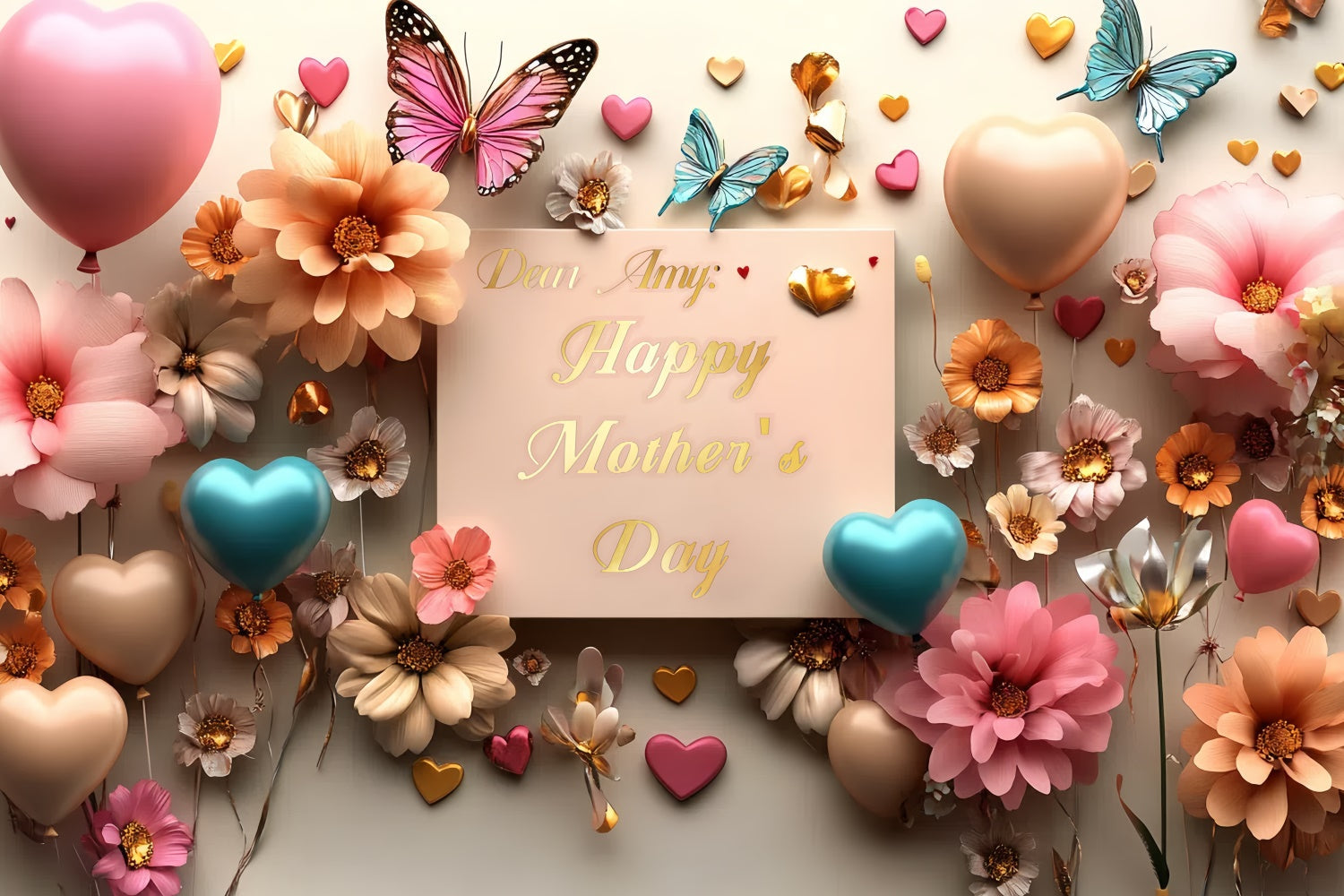 Mothers Day Backdrops Romantic Butterfly Flower Custom Backdrop UK CSH3-98