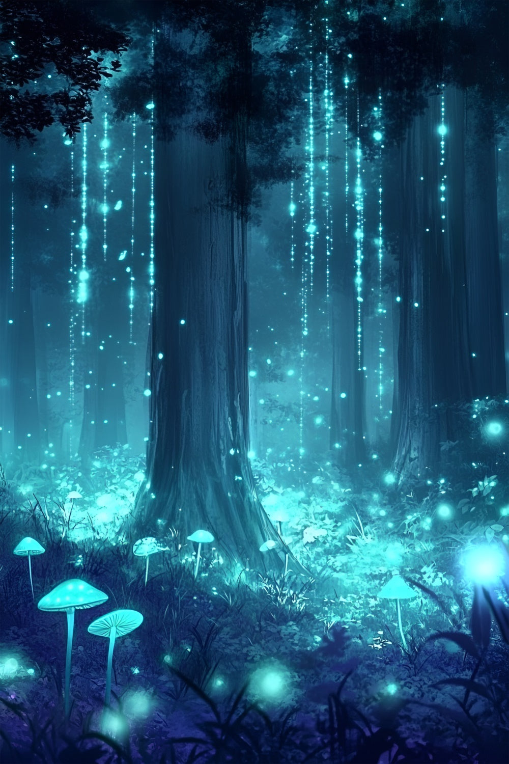 Photography Backdrop Forest Glowing Mushrooms Sparkle Backdrop UK CSH4-103