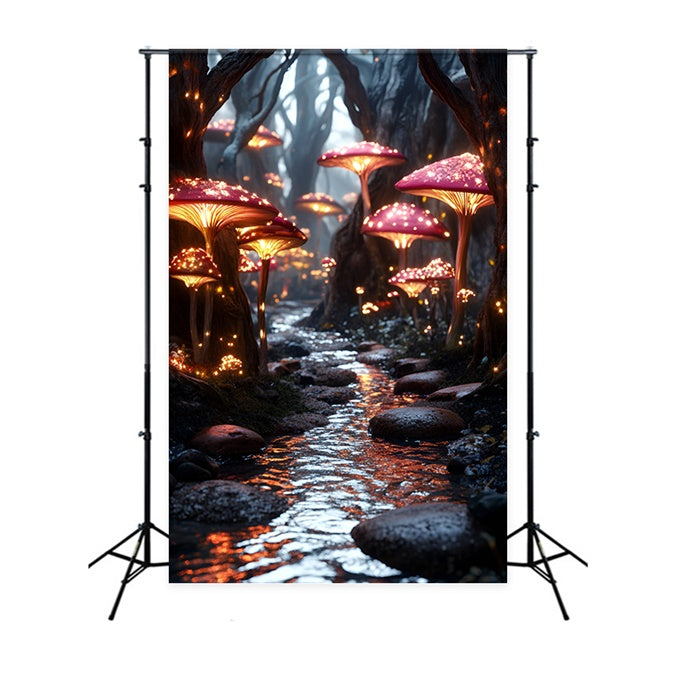 Fairy Tale Forest Backdrop Luminous Mushroom River Backdrop UK CSH4-107
