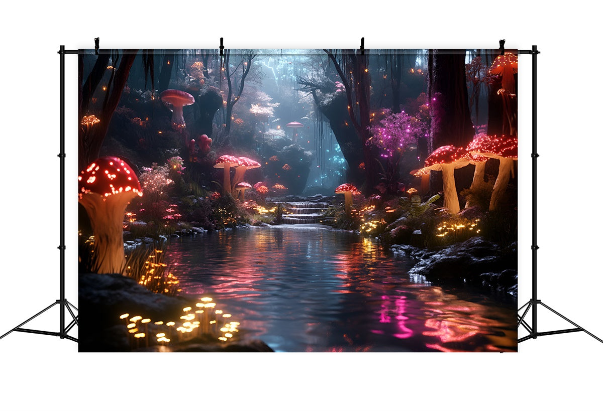 Forest Backdrop Sparkling Mushroom Trail Creek Backdrop UK CSH4-108