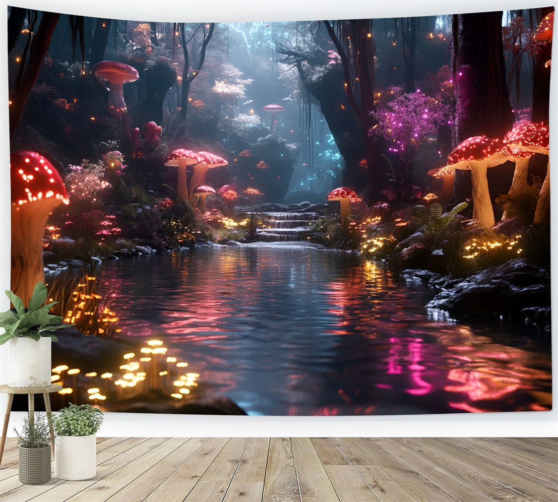 Forest Backdrop Sparkling Mushroom Trail Creek Backdrop UK CSH4-108