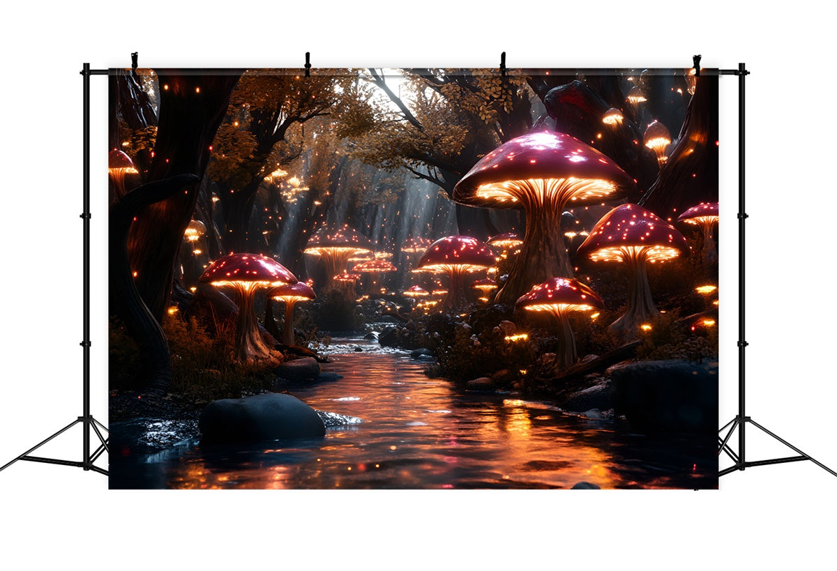 Fairy Tale Forest Backdrop Magical Creek Mushrooms Backdrop UK CSH4-109