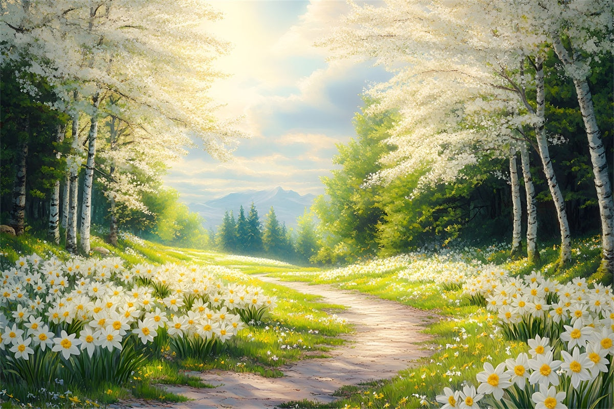 Forest Backdrops Sunny Daffodil Forest Trail Backdrop UK CSH4-112