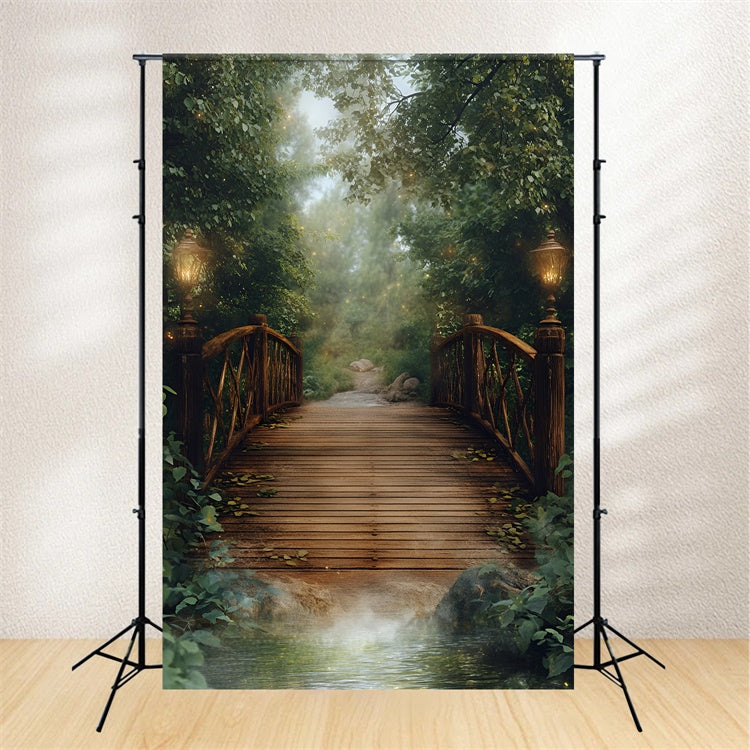 Forest Backdrop Photography Twilight Lantern Bridge Backdrop UK CSH4-115