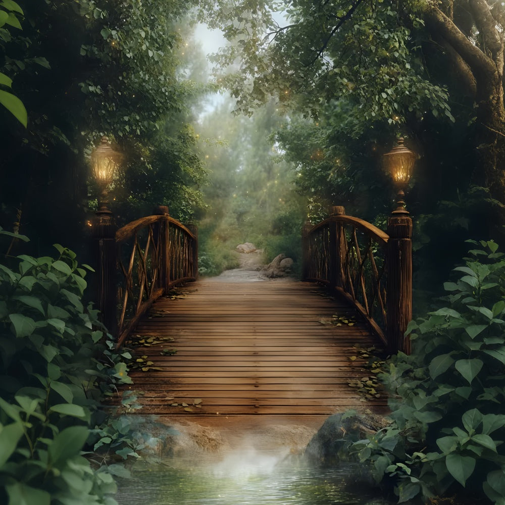 Forest Backdrop Photography Twilight Lantern Bridge Backdrop UK CSH4-115