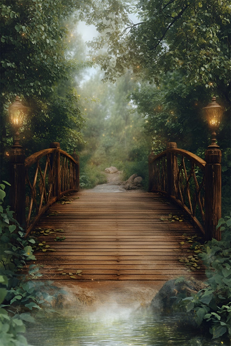 Forest Backdrop Photography Twilight Lantern Bridge Backdrop UK CSH4-115