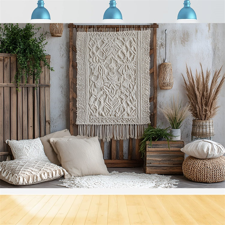Boho Backdrop Ideas Macrame Wall Wooden Crates Backdrop UK CSH4-135