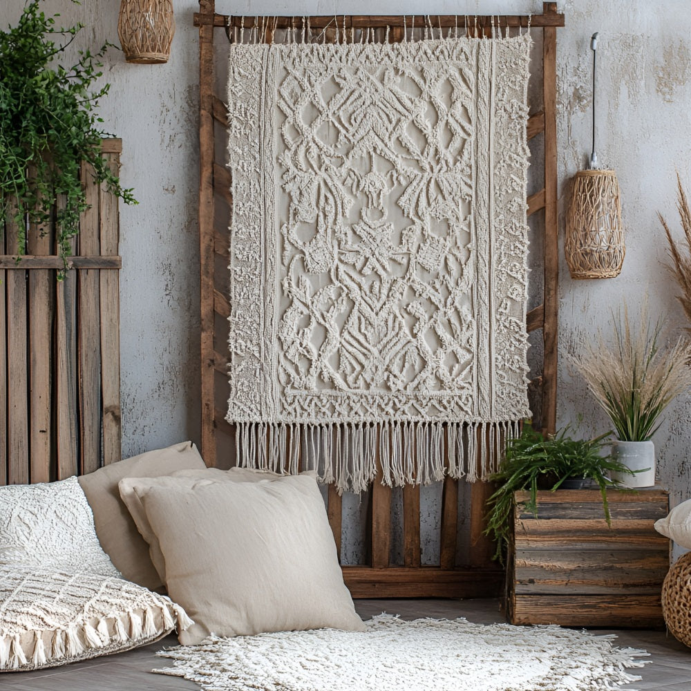 Boho Backdrop Ideas Macrame Wall Wooden Crates Backdrop UK CSH4-135