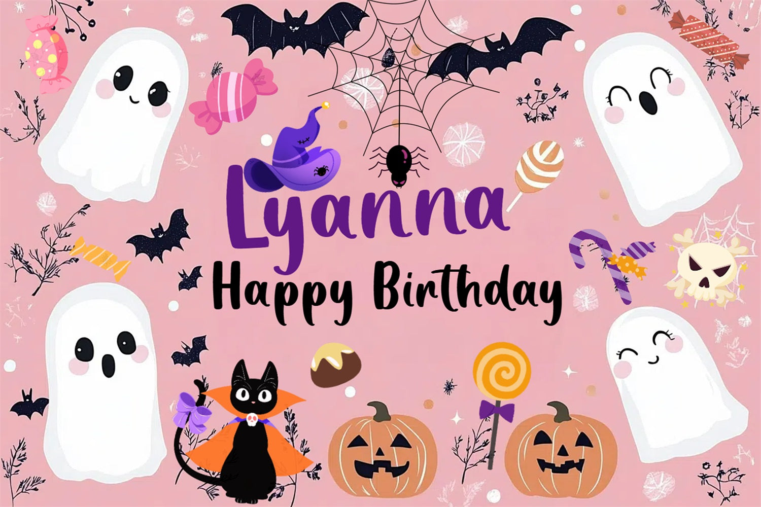 Halloween Birthday Backdrop Ghosts Pumpkins Personalized Backdrop UK CSH4-1