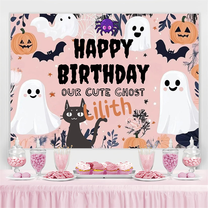 Personalized Backdrops Birthday Halloween Ghost Pumpkins Backdrop UK CSH4-2