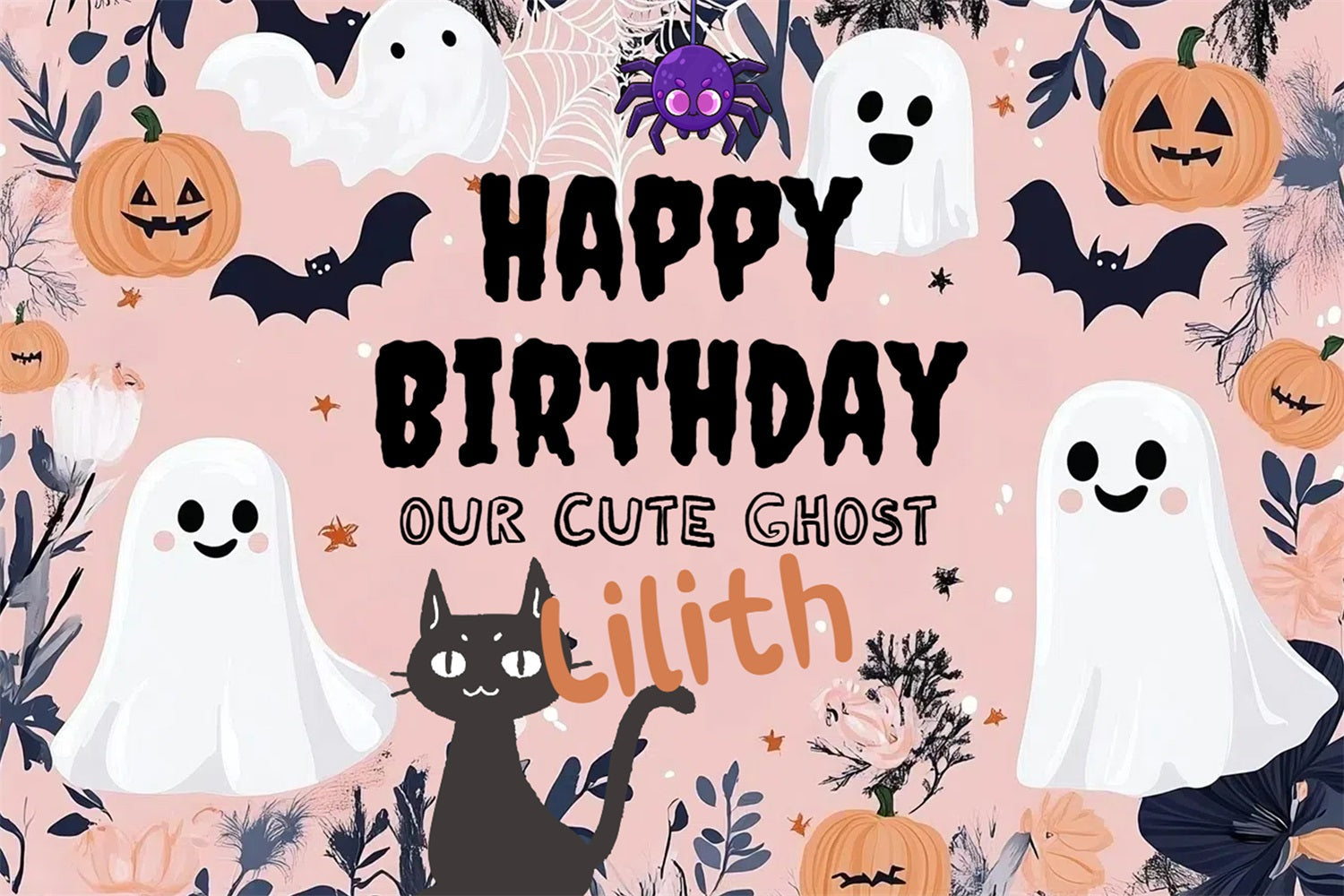 Personalized Backdrops Birthday Halloween Ghost Pumpkins Backdrop UK CSH4-2