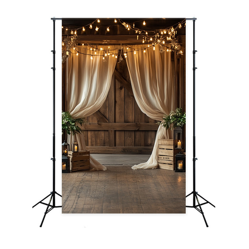 Barnwood Backdrop Wooden Drapes Candles Backdrop UK CSH4-205