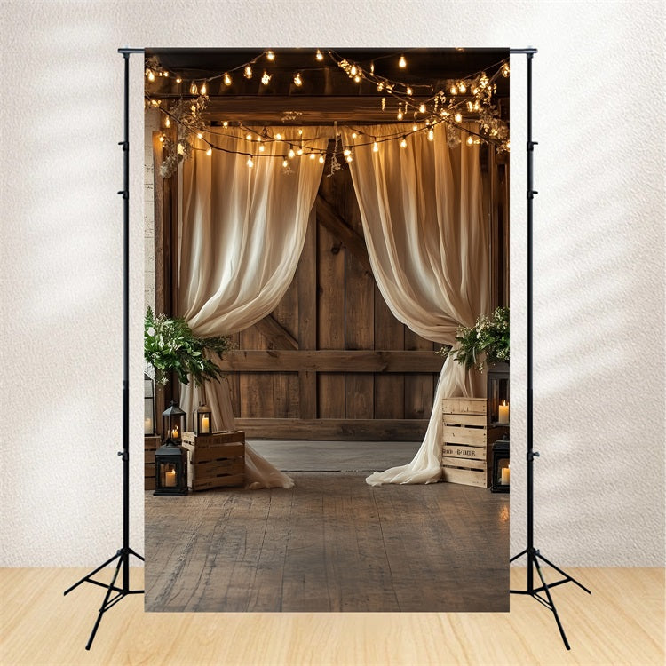 Barnwood Backdrop Wooden Drapes Candles Backdrop UK CSH4-205