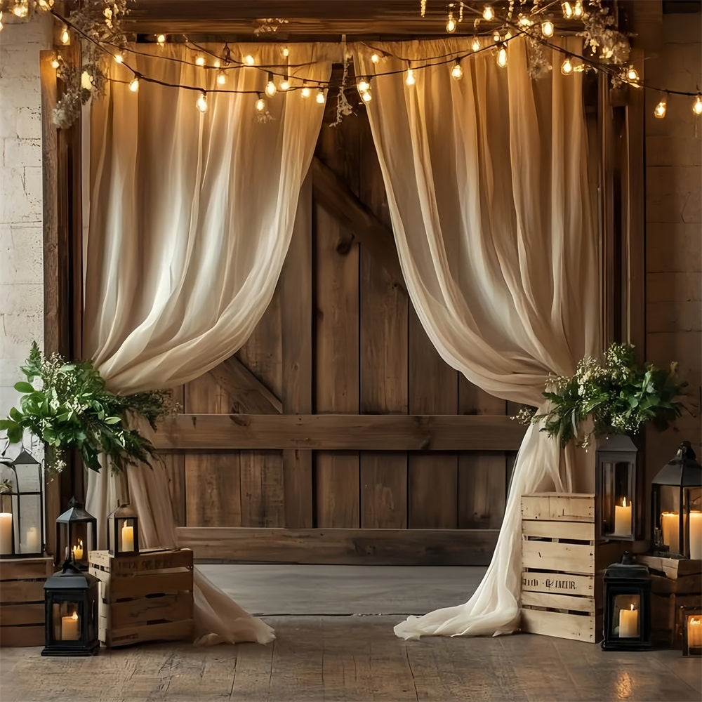 Barnwood Backdrop Wooden Drapes Candles Backdrop UK CSH4-205