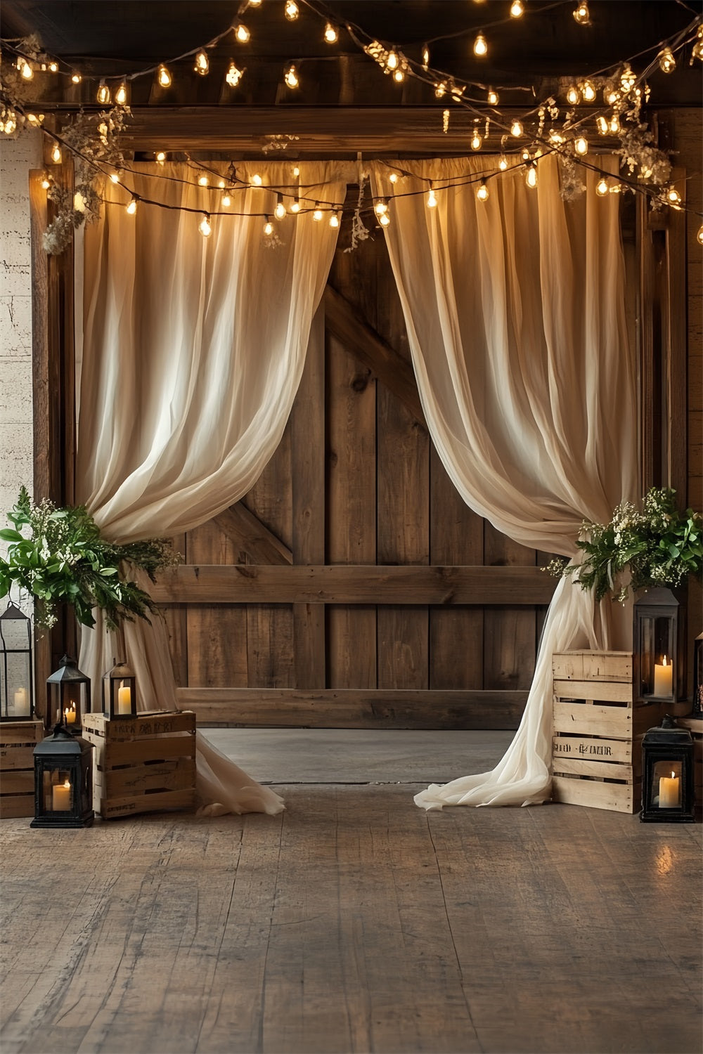 Barnwood Backdrop Wooden Drapes Candles Backdrop UK CSH4-205
