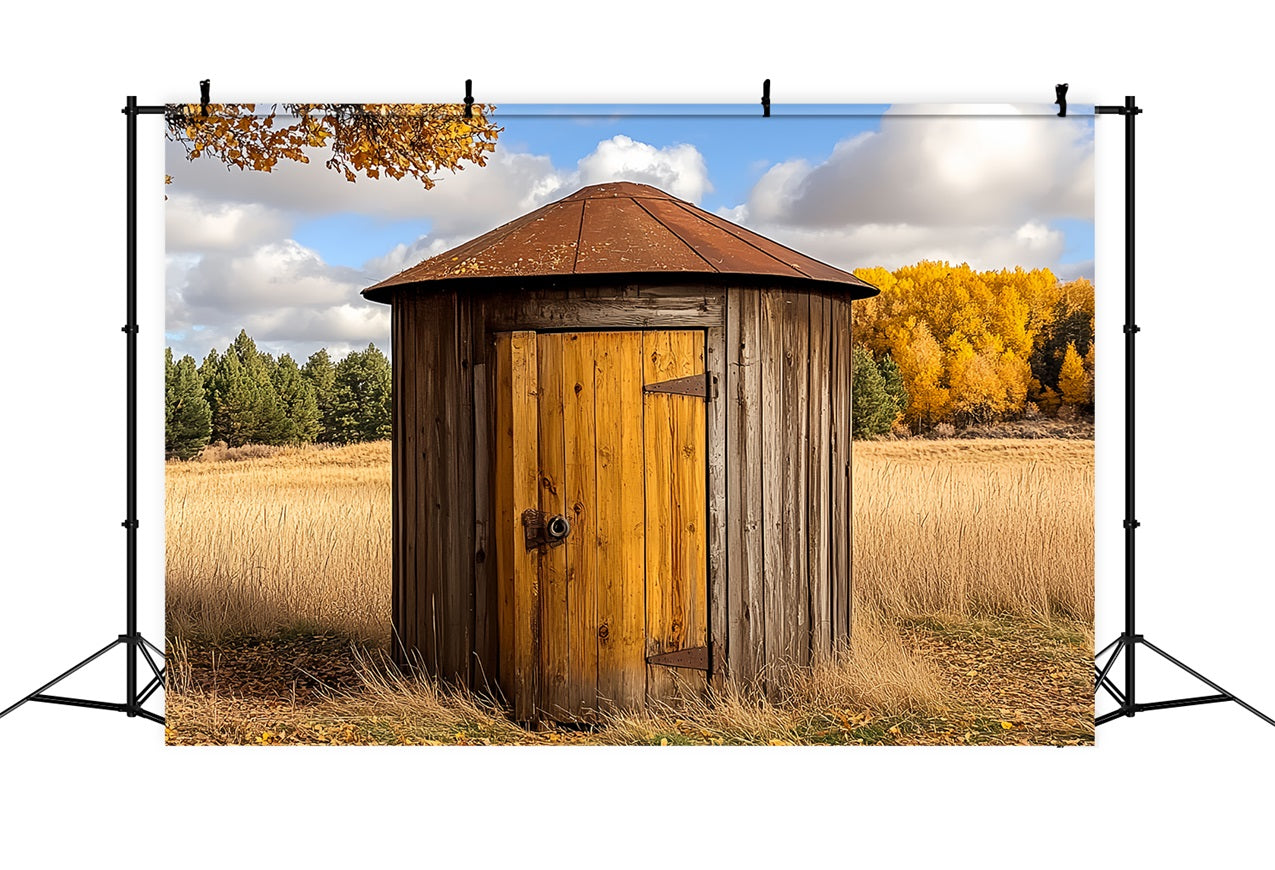 Wooden Barn Backdrop Countryside Autumn Round Backdrop UK CSH4-208