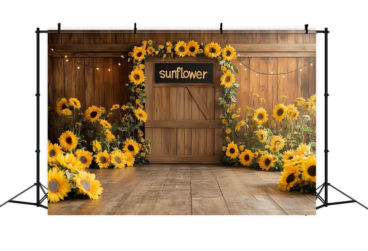 Wooden Barn Backdrop Farmhouse Sunflower Decor Backdrop UK CSH4-210
