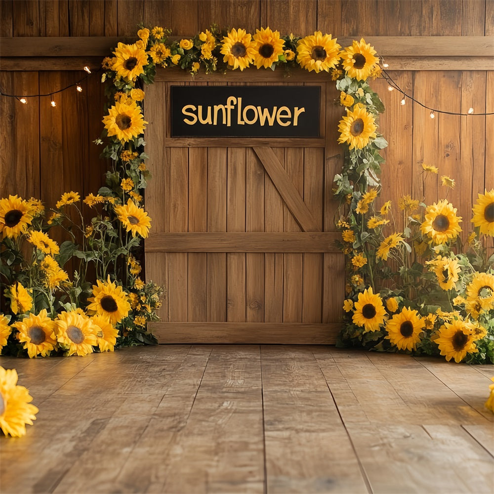 Wooden Barn Backdrop Farmhouse Sunflower Decor Backdrop UK CSH4-210