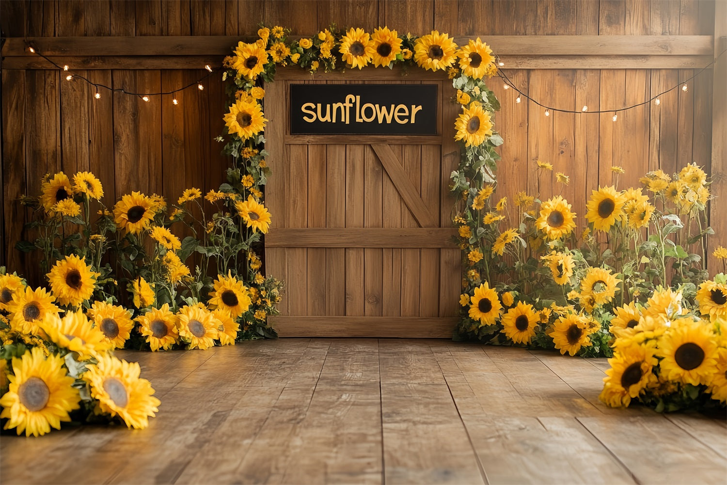 Wooden Barn Backdrop Farmhouse Sunflower Decor Backdrop UK CSH4-210
