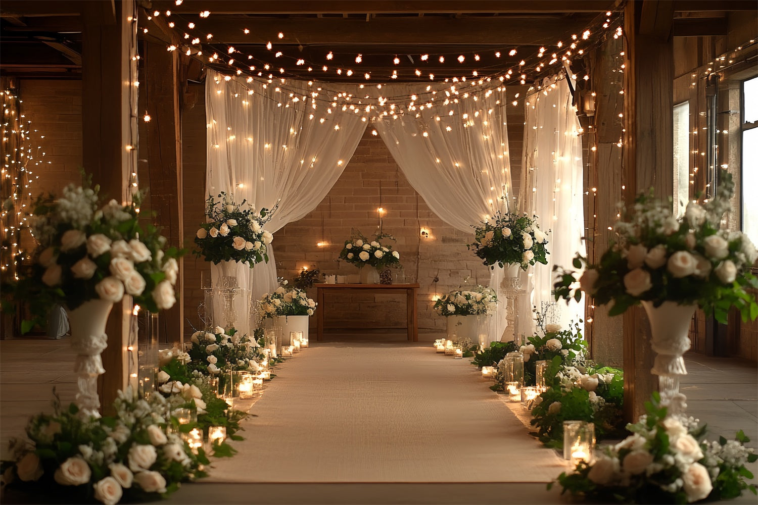 Boho Wedding Backdrop Farmhouse Barn Floral Backdrop UK CSH4-214